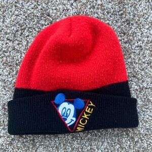 Micky Mouse Aqvila Red and Black Acrylic Beanie Hat